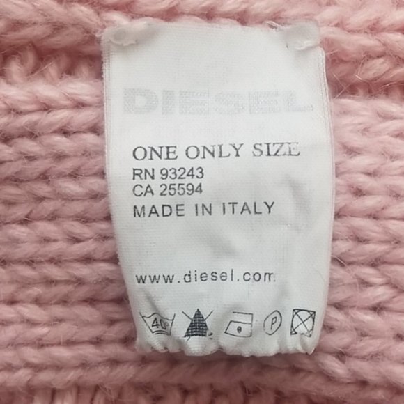 DIESEL Baby Pink Cable Knit Winter Scarf Acrylic Mohair Designer Luxury - Picture 3 of 4